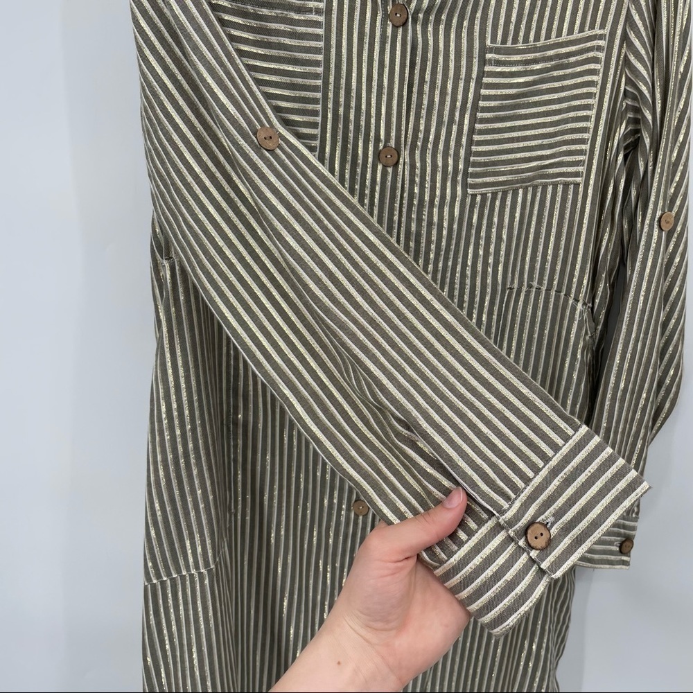 J Glee Olive Green & White Striped T Shirt Dress - Picture 11 of 14